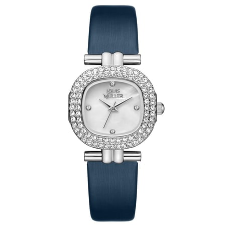 ساعة نسائية من لادون بلون فضي سير أزرق