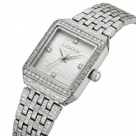ساعة نسائية من لادون بلون فضي مينا أبيض