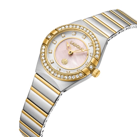 ساعة نسائية ستيل لون ذهبي و فضي مينا صدفي من لادون