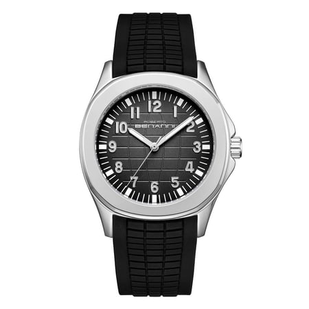 ساعة رجالية بسير ربل باللون الأسود