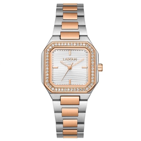 ساعة نسائية من لادون بلون الفضي و روز مينا ابيض