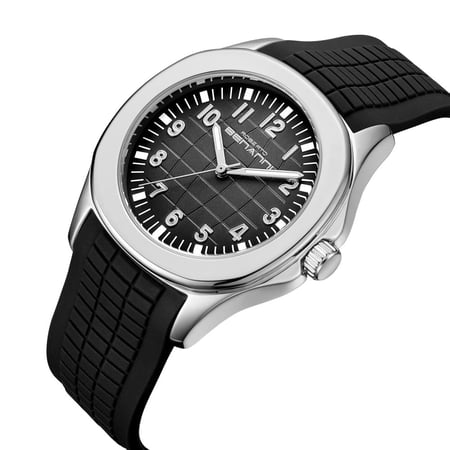 ساعة رجالية بسير ربل باللون الأسود