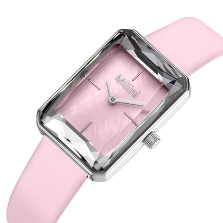 ساعة نسائية جلد - لون وردي - MILLINI