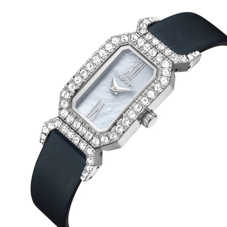 ساعة نسائية جلد لون أسود من لادون