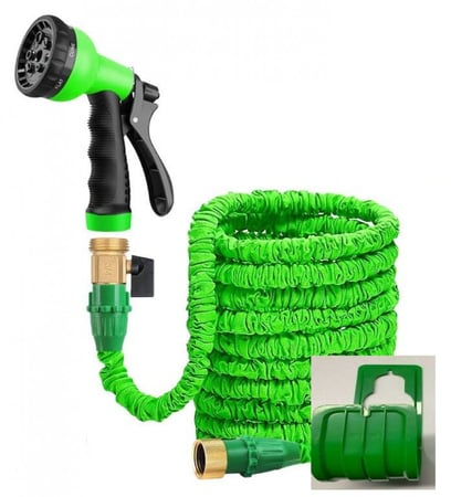 خرطوم الماء القابل للتمدد طول 15 متر بعد التمدد الكامل مع رأس نحاسي وعلاقة بلاستيك