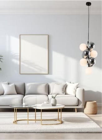 نجف علاقي مودرن اطار اسود قزاز ابيض مع اسموكي 6 لمبه