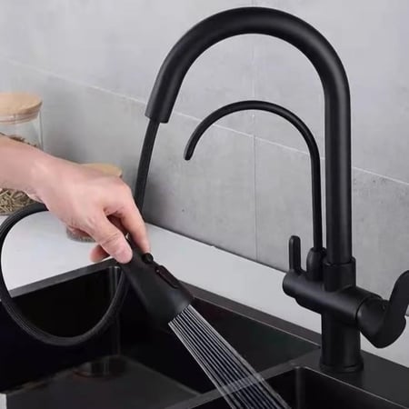 خلاط مطبخ سحاب مع خلاط تحليه اتوماتيك اسود مطفي