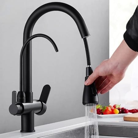 خلاط مطبخ سحاب مع خلاط تحليه اتوماتيك اسود مطفي