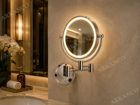 مراية مكبرة 2X متحرك  كروم ليد 3 الوان موديل 60310