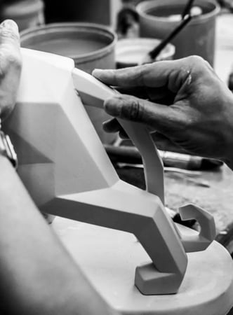 لادرو تمثال النمر المنحوت (فضي)