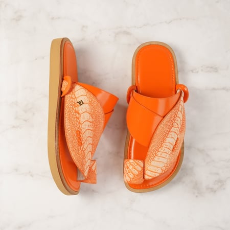 جلد ساق نعام برتقالي