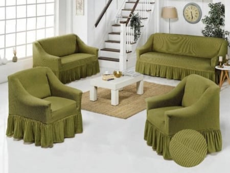 تلبيسة كنب 4 قطع مودرن اخضر