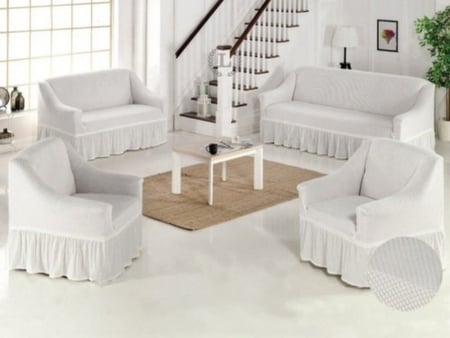 غطاء كنب 4 قطع مودرن ابيض