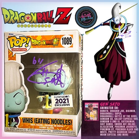 Funko Pop! Dragon Ball Z: Whis (Eating Noodles) #1089 2021 Funimation Exclusive Signed Gen Sato Japanese Animator With SWAU COA