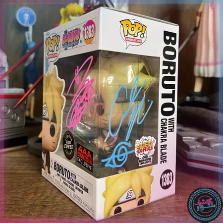 Funko Pop Boruto Chakra Chase Dual Signed Japanese VA Yuko Sanpei EVA Amanda