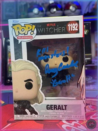 Funko Pop The Witcher Geralt 1192 SIGNED - Signed By Doug Cockle + Custom ART + SWAU COA