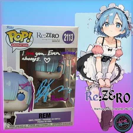 Funko Pop! Rem #2113, Re: Zero Starting Life in Another World Animation Signed By  Brianna Knickerbocker