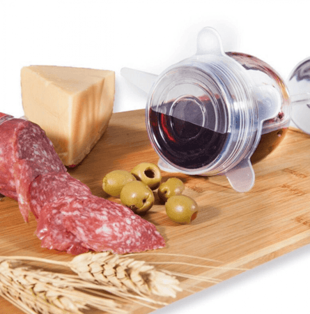 12 قطعة باللونين الأزرق الفاتح والأبيض قابلة للتمدد لحفظ الأطعمة