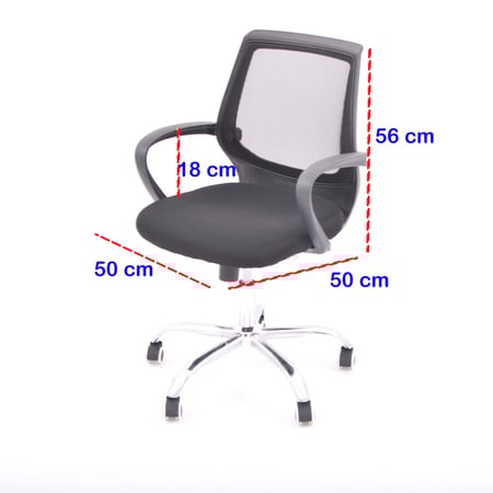 كرسي مكتبي ظهر شبك اسود YA-66BLACK