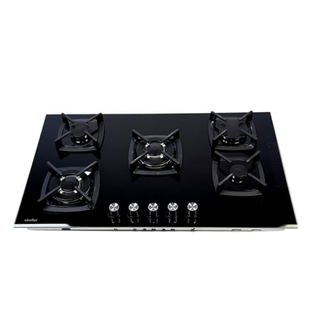 سطح 90 سم سيراميك أسود 5 عيون غاز