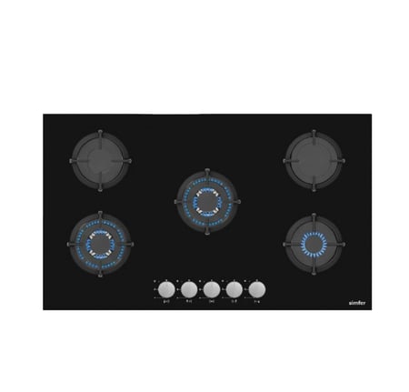 سطح 90 سم سيراميك أسود 5 عيون غاز