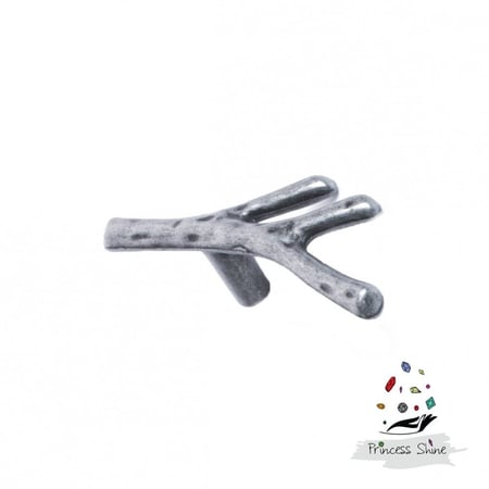 327 - مقبض فرع شجرة صغير فضي ( قطعتين )