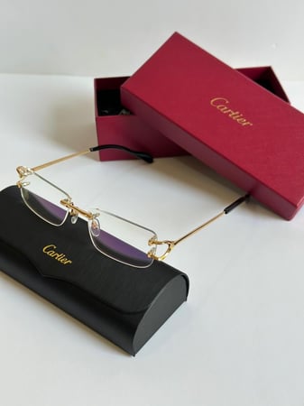 نظارات كارتير C ديكور للجنسين بدون إطار بأذرع ذهبية
