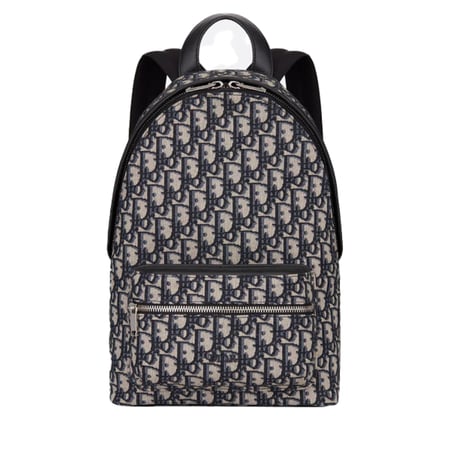 حقيبة ظهر قماش من ديور ريدر طبعة أوبليك D لون بيج وأسود