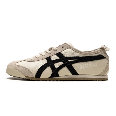 حذاء اسكيس اونيتسوكا تايغر جلد بيج خطوط جانبية سوداء