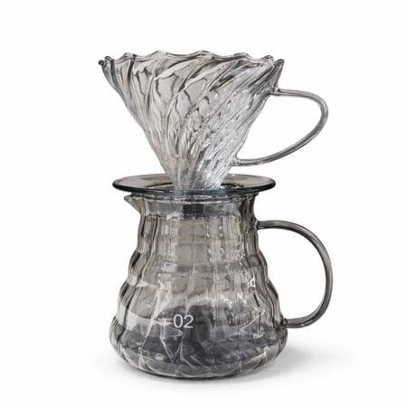 طقم تقطير زجاجي كريستالي | V60 Dripper