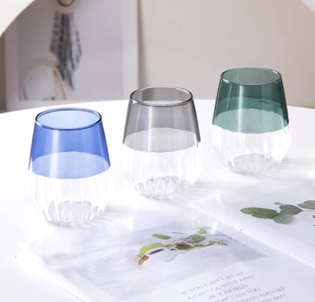 كوب قهوة زجاجي مزدوج الملمس - 435 مل | الوان متعددة