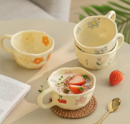 كوب سيراميك مع رسومات بنمط الورد - رسومات مختلفة | CERAMIC CUP