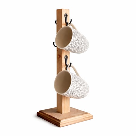 حامل اكواب ريفي - خشبي | Rustic Wooden Mug Holder