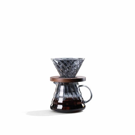 طقم قمع مع سيرفر زجاجي اسود مخطط V60 Dripper | V60