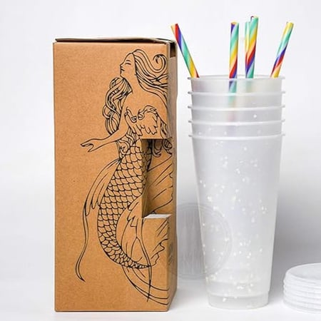 بوكس 5 اكواب صيفية للمشروبات الباردة - 5 الوان  | 700 مل