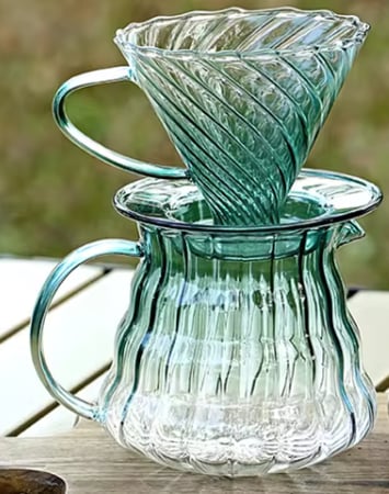 طقم تقطير زجاجي كريستالي | V60 Dripper