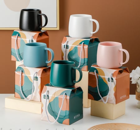 بوكس كوب سيراميك مع ملعقة ستيل - 480 مل | CERAMIC CUP