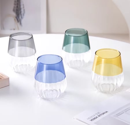 كوب قهوة زجاجي مزدوج الملمس - 435 مل | الوان متعددة