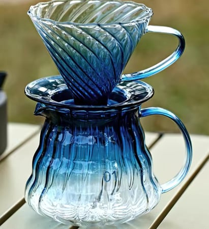 طقم تقطير زجاجي كريستالي | V60 Dripper