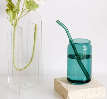 اكواب زجاجية مع مزاز - 350 مل | Glass Cups with Straws - 350ml