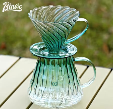 طقم تقطير زجاجي كريستالي | V60 Dripper