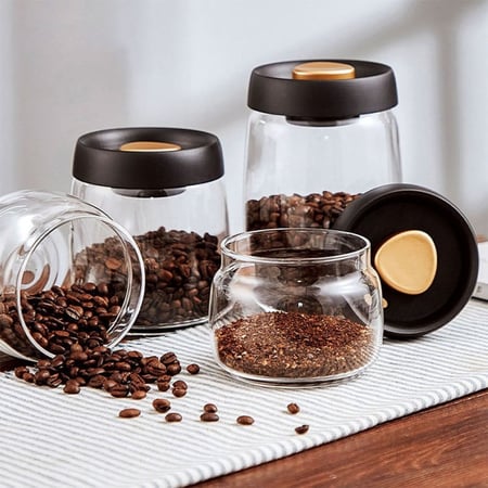وعاء حفظ حبوب القهوة - زجاج | Glass Canister Coffee