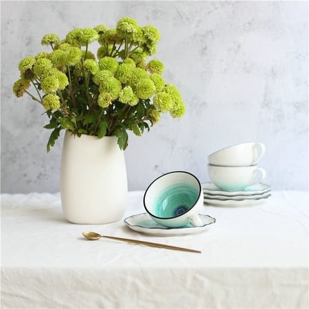 كوب مع صحن مموج منقط | 180 مل