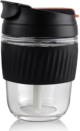 كوب زجاجي بغطاء سيليكون - 360 مل | Glass Cup