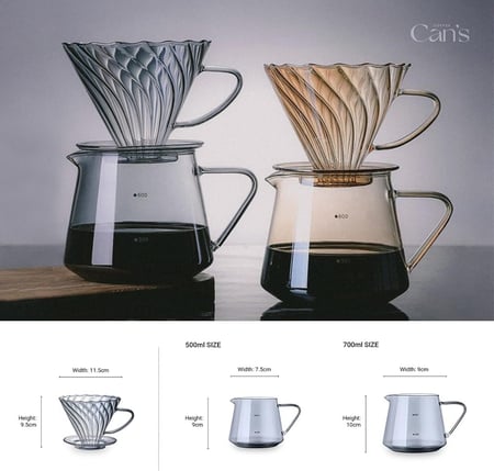 طقم تقطير زجاجي كريستالي | V60 Dripper