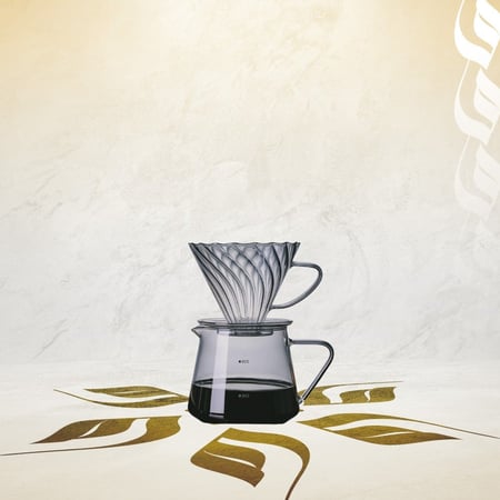 طقم تقطير زجاجي كريستالي | V60 Dripper