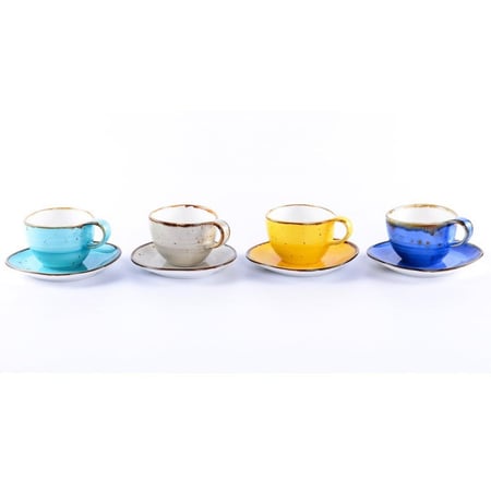 كوب سيراميك سماوي فاخر مع صحن منقط | CERAMIC SKY