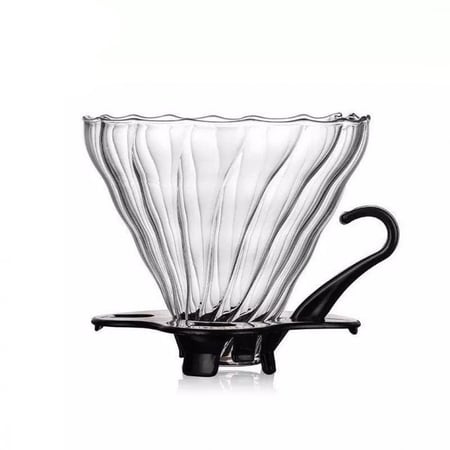 قمع تقطير V60 زجاجي مع قاعدة بلاستيكية | V60 Dripper