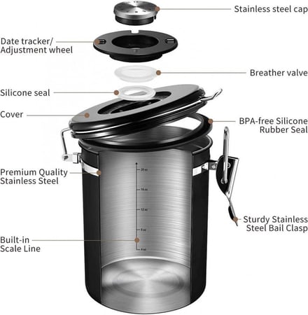 وعاء حفظ حبوب القهوة - ستيل | Canister