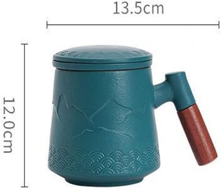 كوب سيراميك مسكة خشبية مع مصفاة - 400 مل | Cup Ceramic
